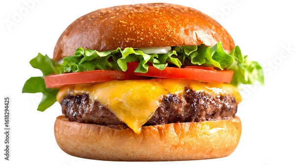Obraz Classic Cheeseburger, isolated on transparent background