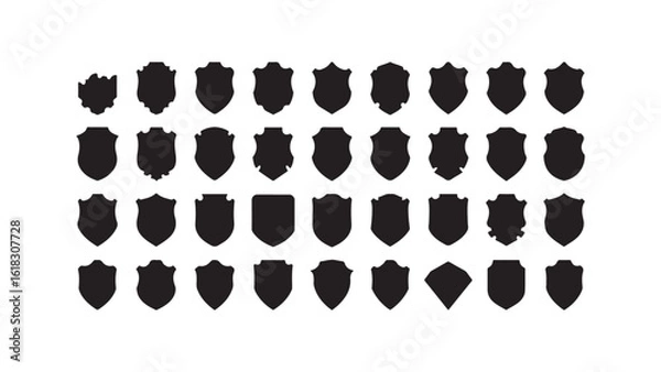 Fototapeta Shield shapes collection isolated on white background