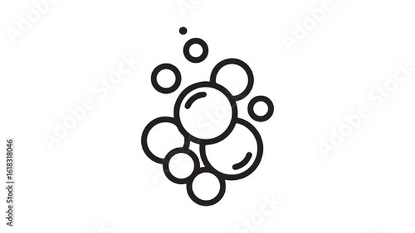 Fototapeta Bubbles icon, soapy foam, clean water, bath, shower