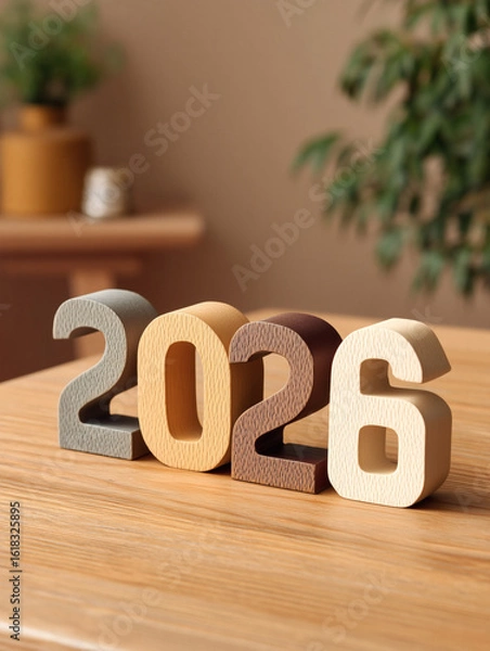 Obraz The number 2026 in wood