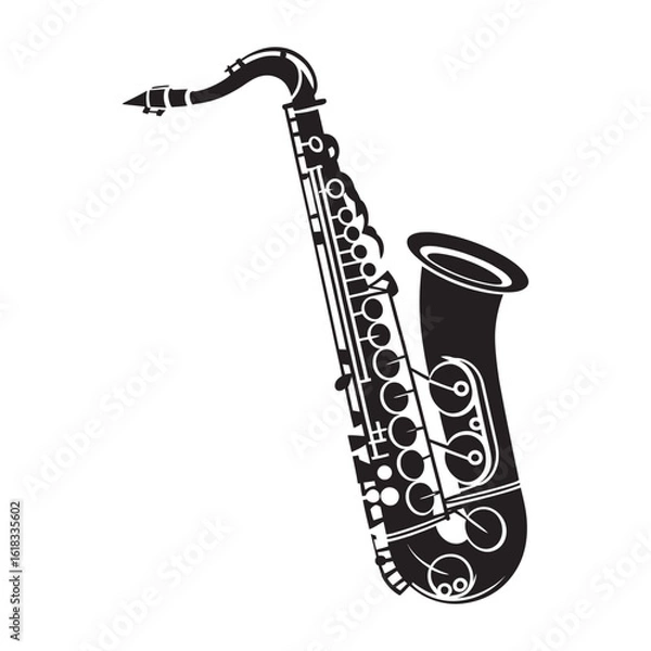 Fototapeta Saxophone Silhouette Vector Illustration for Jazz-Inspired Designs, Posters, Album Covers, and Creative Music-Themed Art Projects – Perfect for Professional or Personal Use