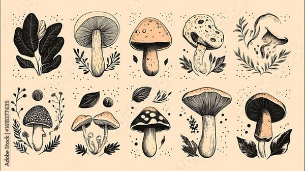 Fototapeta きのこの博物誌