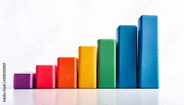 Obraz colorful bar graph representing growth trends in business metrics during an analysis session isolated on white background
