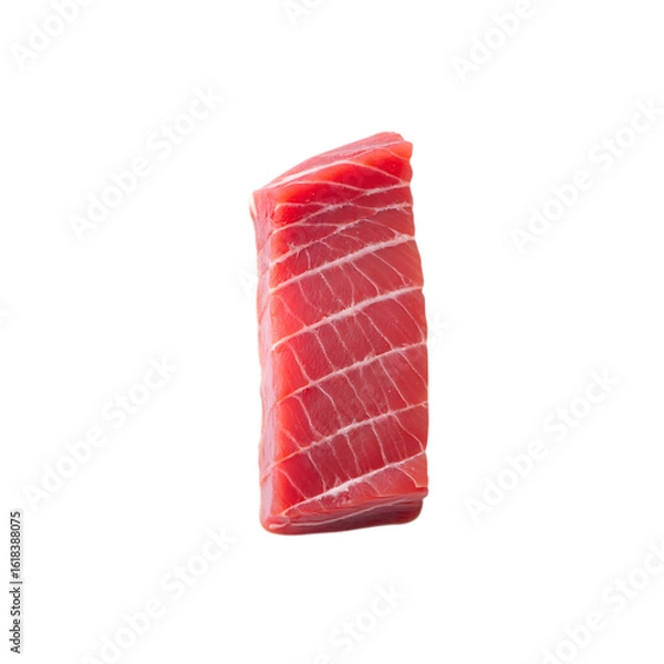 Fototapeta Fresh slices of raw salmon sushi on a clean white background