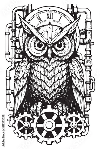 Obraz Steampunk Owl on Gears.