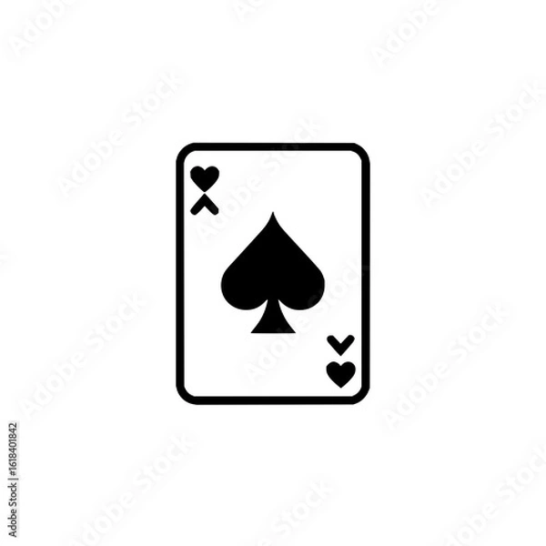 Obraz Illustration of a playing card featuring a black spade symbol with heart accents in the corners design