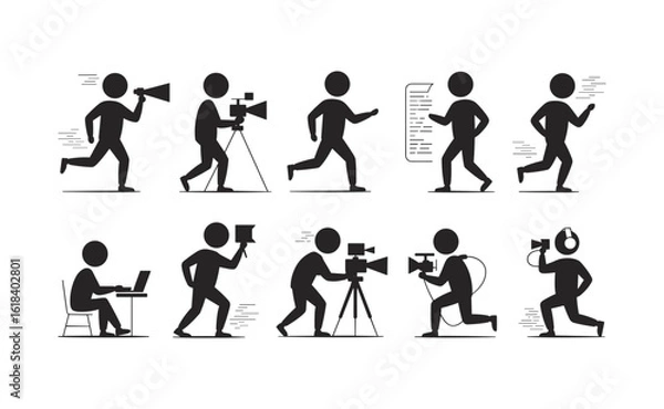 Obraz Film Production Icons Vector Line Art