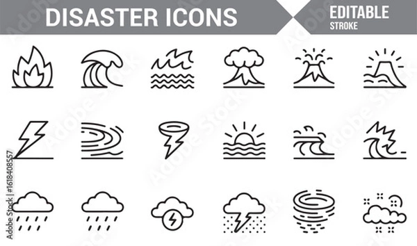 Obraz Disaster Preparedness Icons for Identifying Environmental Dangers