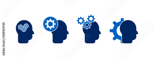 Fototapeta head with gears icon vector illustration. head with gear icon in flat style - stock vector.