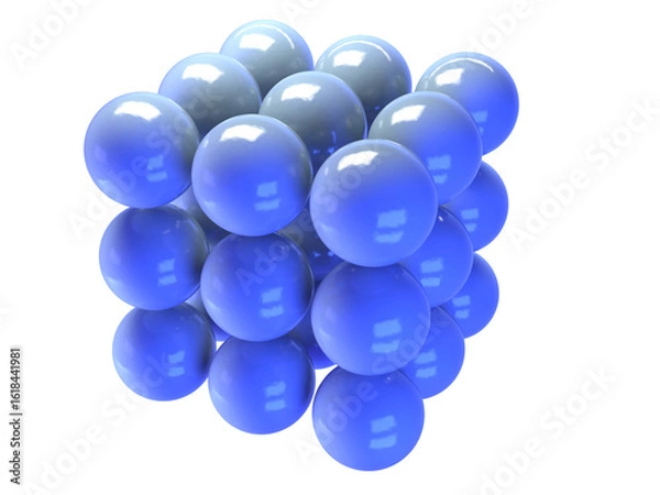 Fototapeta silver spheres arranged in a cubic pattern