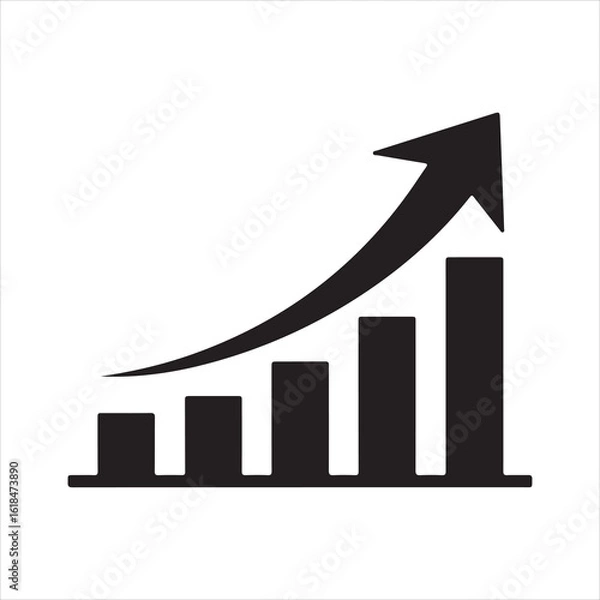 Fototapeta Upward Growth Bar Chart Icon with Arrow