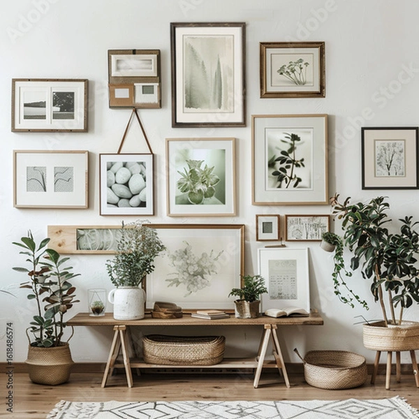 Obraz Wall Gallery with Frames and Plants
