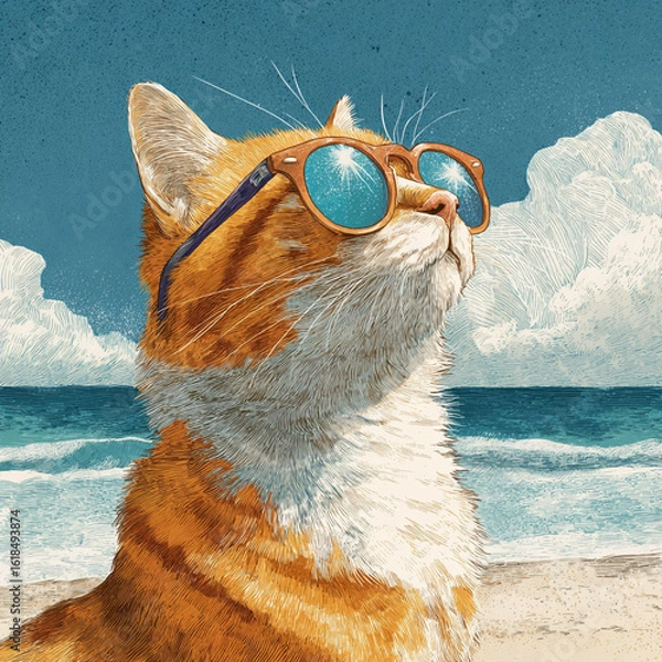 Obraz Cat Beach Day