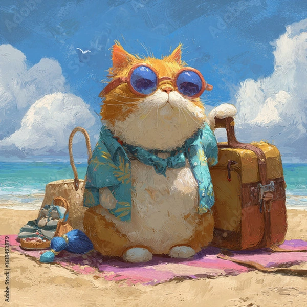 Obraz Cat Beach Day