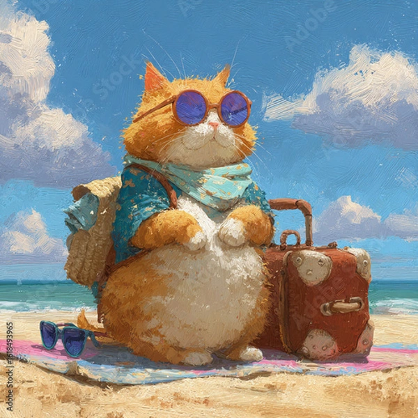 Obraz Cat Beach Day