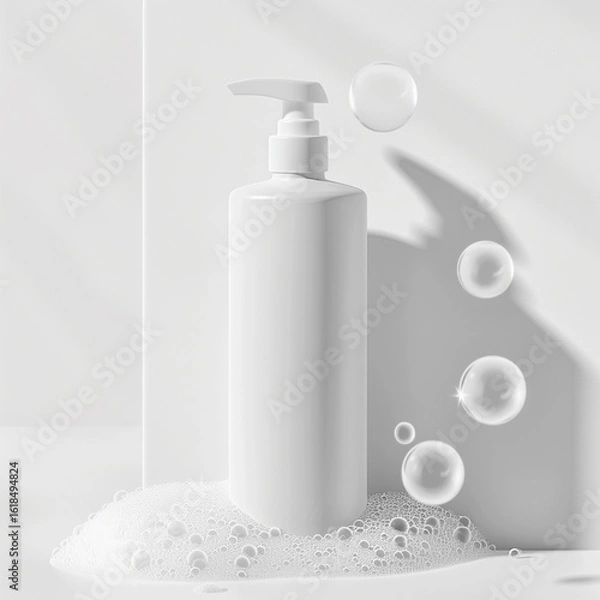 Obraz Foaming Cleanser Bottle with Bubbles