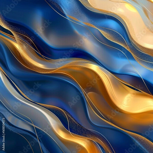 Obraz Abstract Liquid Gradient Flow (Blue-Gold)