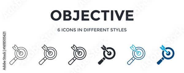 Fototapeta Objective Icon In Different Style Vector Illustration. Designed In Thin Line, Regular Line, Bold Line, Glyph, Color Line, And Color Glyph Style Can Be Used For Web
