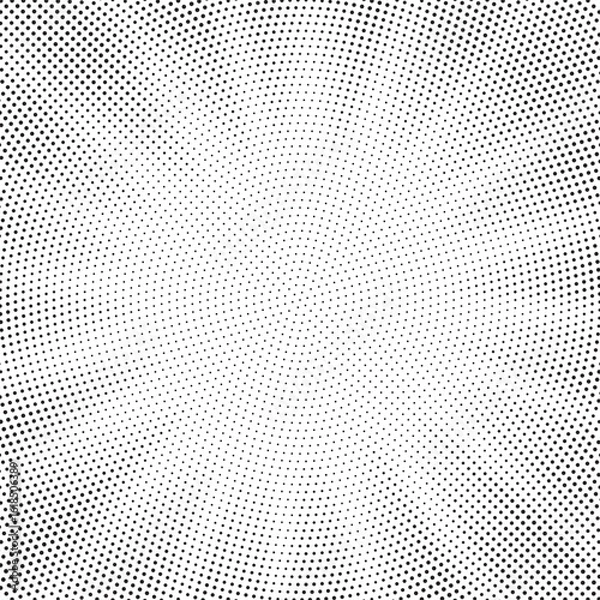 Fototapeta Halftone texture dot radial background, cartoon comic retro pop art dot border, halftone shadow. Vector illustration.