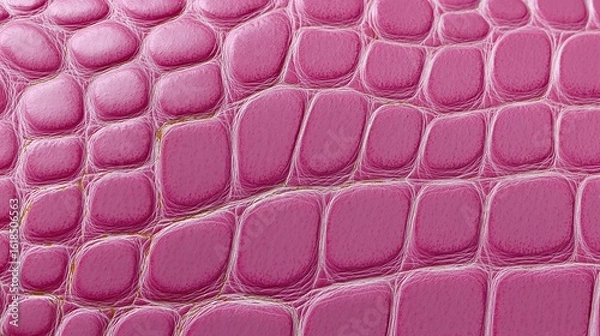 Fototapeta Pink textured surface with crocodile leather pattern close-up