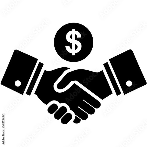 Fototapeta Two Hands Exchanging Money Icon Business Transaction