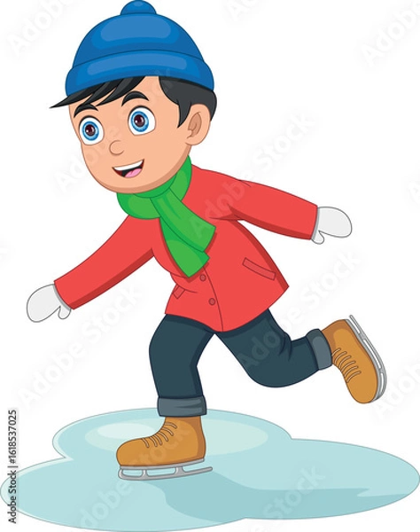 Obraz cute boy playing ice skating