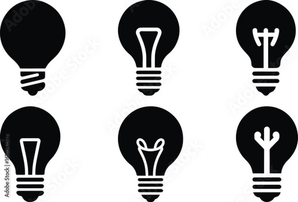 Obraz Light bulb bundle silhouette icon vector art