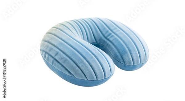 Obraz Light blue striped u shaped travel pillow isolated on transparent background
