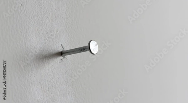 Obraz Nail in the white wall closeup