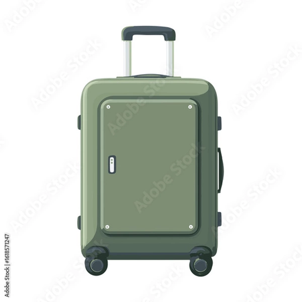 Fototapeta Olive Green Hard-Shell Travel Suitcase with Wheels