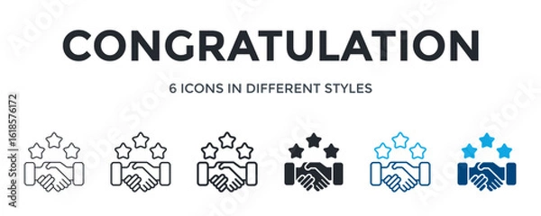 Fototapeta Congratulation Icon In Different Style Vector Illustration. Designed In Thin Line, Regular Line, Bold Line, Glyph, Color Line, And Color Glyph Style Can Be Used For Web