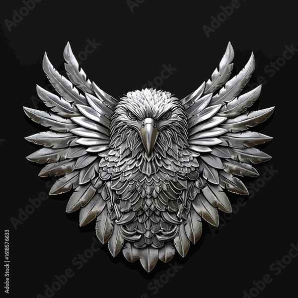 Obraz Logo eagle facing forward silver beautiful