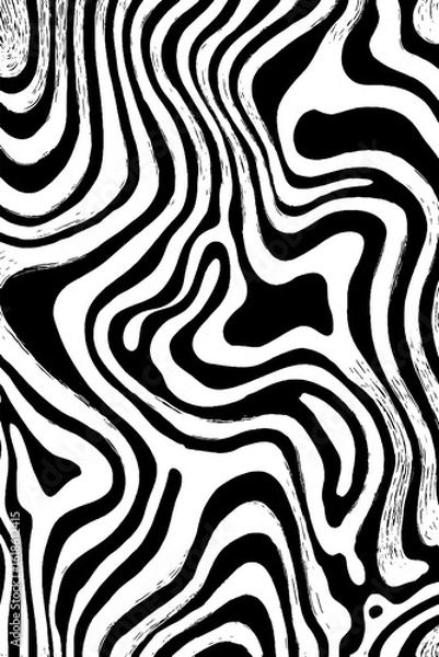 Fototapeta Abstract black and white tidal ripple pattern design for visual art and interior decor