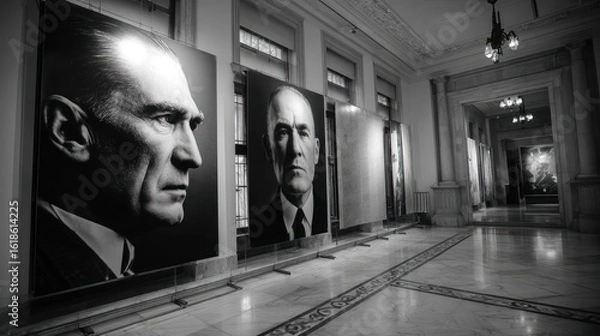 Obraz Monochromatic Portraits in a Grand Hall