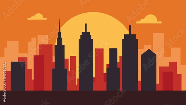 Obraz Iconic city skyline with a single prominent skyscraper urban landmark view