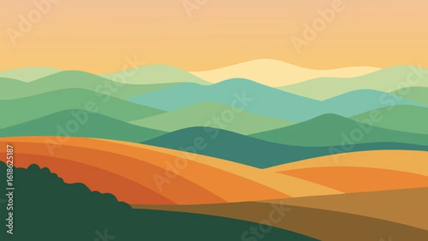 Fototapeta Expansive Landscape of Rolling Hills Disappearing into the Horizon