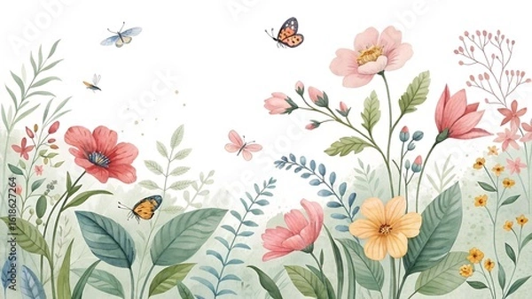 Fototapeta spring floral background with tulips