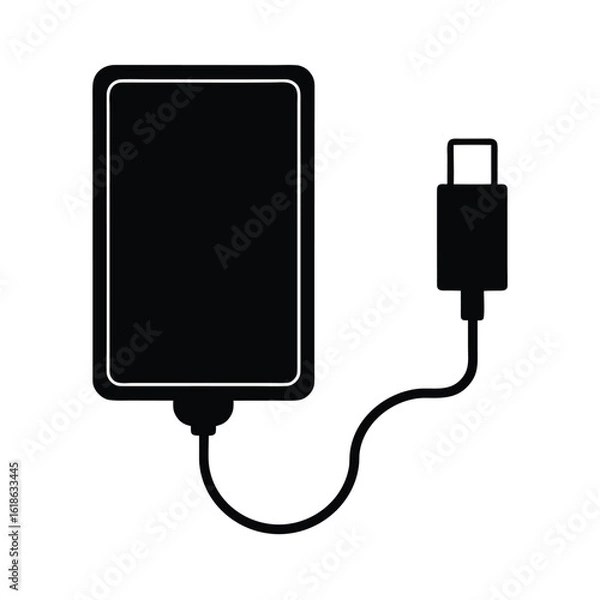 Obraz External Hard Drive with USB Type C Cable Silhouette