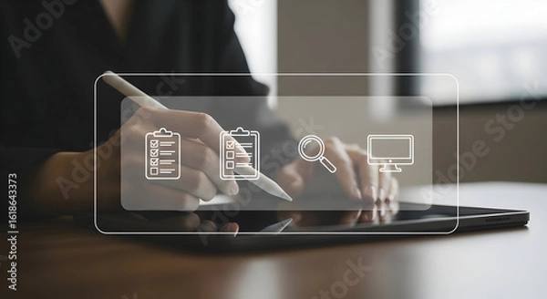 Fototapeta Streamline Your Workflow Digital Checklist Tablet