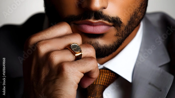 Obraz Close Up Of Man In Suit With Gold Ring