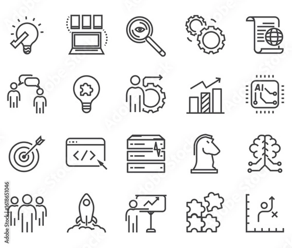 Fototapeta Set of business strategy icon. Start up outline vector illustration.