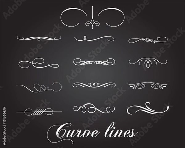 Fototapeta Typographic elements and curve lines set