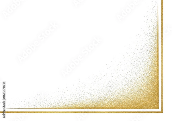 Obraz Golden glitter sparkle border corner isolated on transparent background