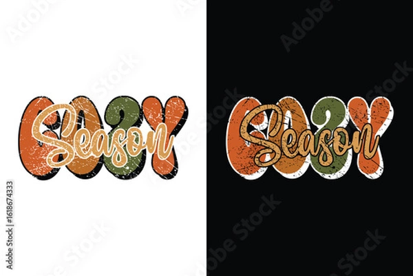 Fototapeta Cozy Season Illustration: This cozy season, the text is rendered in an inviting design, perfect for a vintage aesthetic, conveying warmth and comfort.