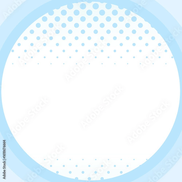 Fototapeta 正方形背景　手描き素材　シンプルなベクター風の水色の円と水玉の清潔感のあるグラデーション　抽象背景イラスト