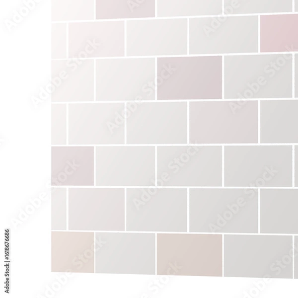 Fototapeta 正方形背景　手描き素材　シンプルなベクター風の淡い色のレンガの壁の一角　抽象背景イラスト