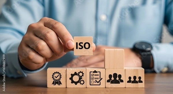 Fototapeta Iso certification standards compliance quality management system business process audit