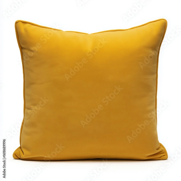 Fototapeta Yellow sofa cushion on a white background.