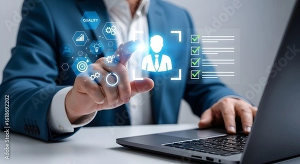 Fototapeta Understanding human resources management technology and digital transformation strategy now