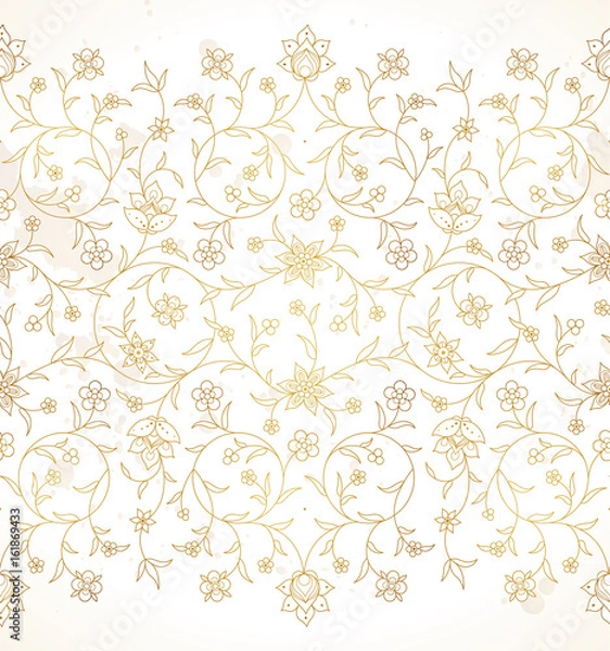 Fototapeta Golden seamless border in Eastern style.